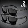 2PCS Fashion Square Polarized Sunglasses Men Vintage Plastic Male Sun Glasses Women Stylish Black Sport Shades UV400
