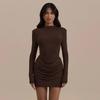 Street Style Long Sleeve Bodycon Dress With Milk Silk Fabric For Casual Wear