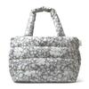 Feather Down Padding Tote Bag Gray Flower Pattern  336802 