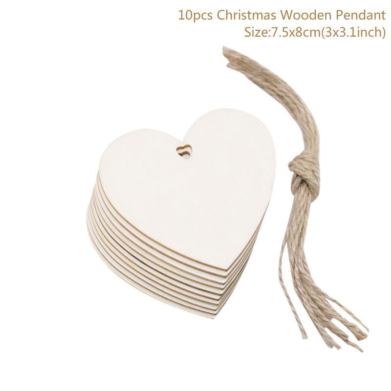 10pcs/lot Wooden Christmas Tree Hanging Ornament Pendants Christmas Decorations For Home Party New Year Navidad Natal Kids Gift