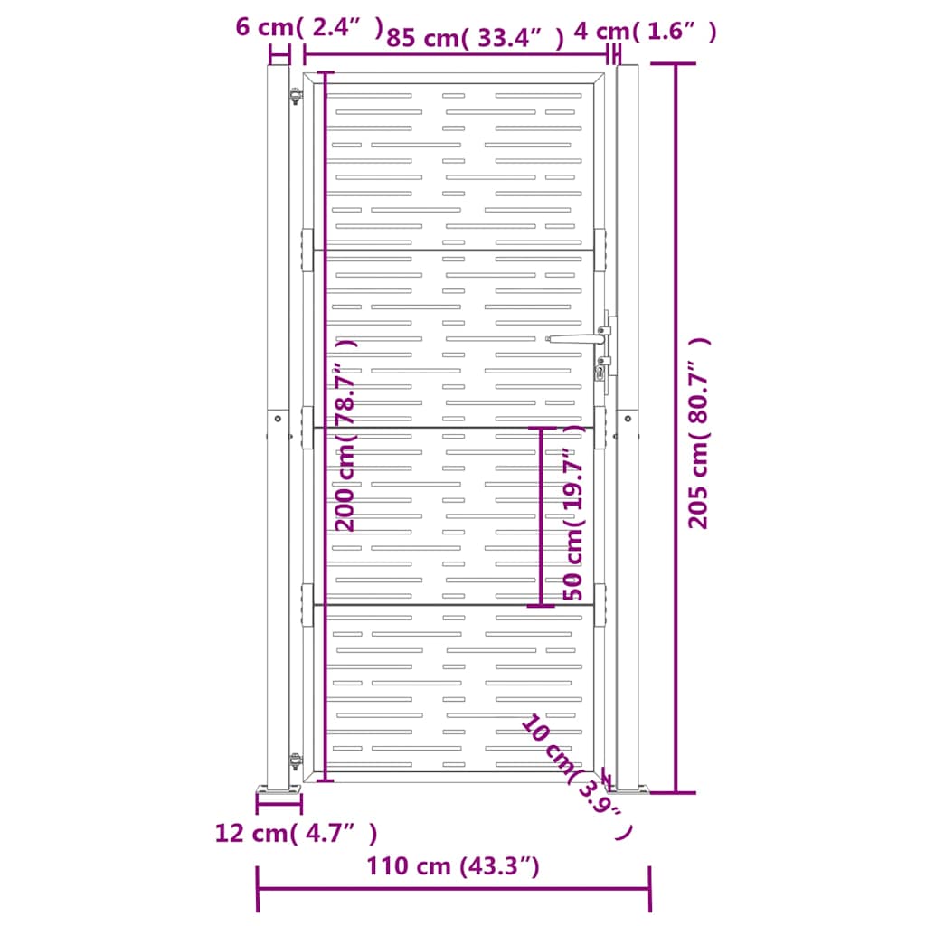 Garden Gate Anthracite 100 X 200 Cm Steel Square Design