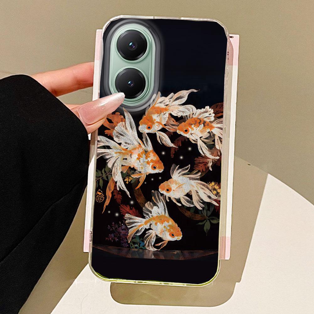 

Luckly Koi Goldfish Red Carp Feather Texture Phone Case for Xiaomi Poco X5 X7 M6 Pro X6 X3 Pro NFC C75 C71 C65 C61 M5S TPU Cover білий