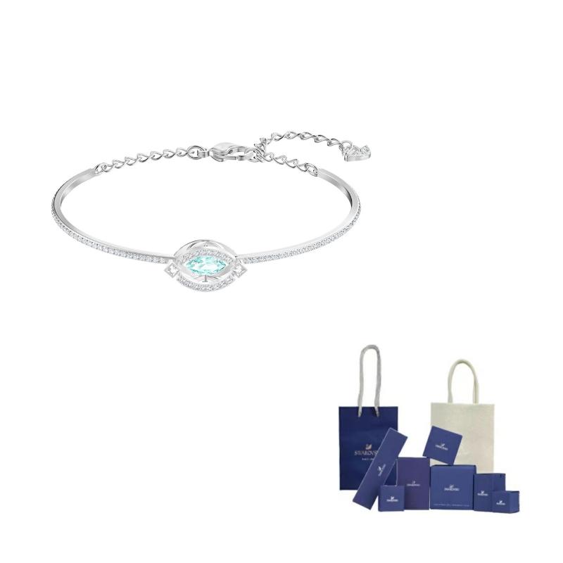 Swarovski Rhodium plated Bangles Womens Silver F-Original Brand Box And Bag