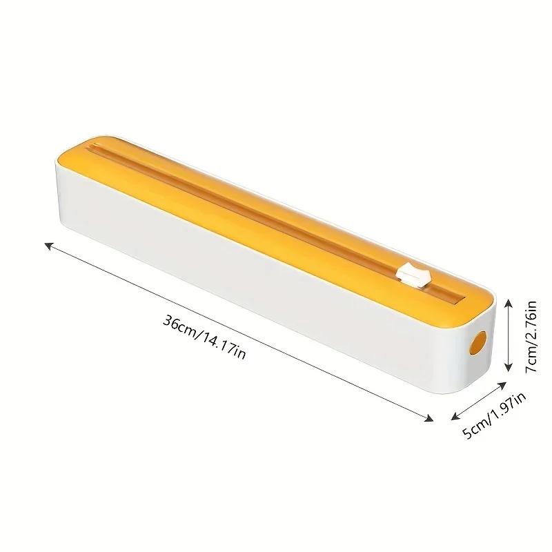 Dual-Action Fresh Wrap Dispenser-Cutter-Multi-Purpose Kitchen Sealer for Plastic,Tin Foil,Baking Paper-Wax Sheets-Packaging Tool