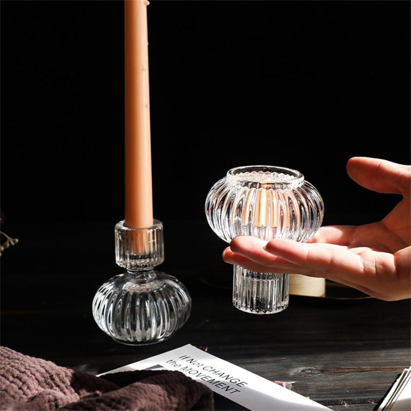 Nordic Ins Crystal Glass Candle Holder Romantic Candlelight Dinner Props Confession Proposal Decorative Desktop Ornaments