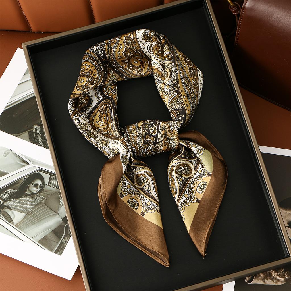 67*67cm Paisley Satin Silk Square Scarf Woman Fashion Kerchief Neck Head/Hair Scarves Bandana Handkerchief Printed Headscarf