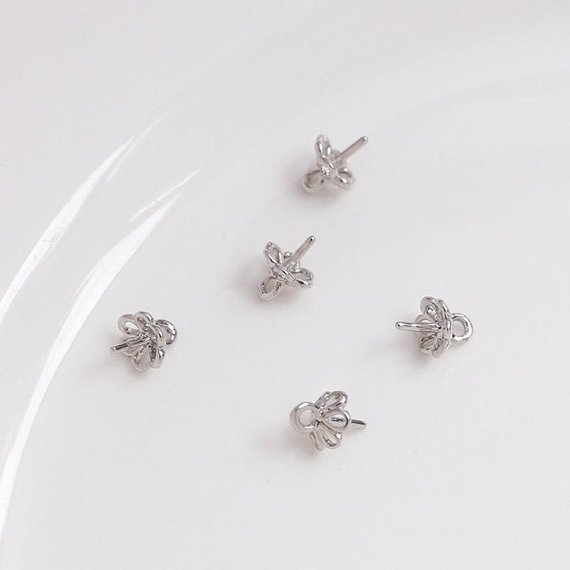 14K Gold-Filled Filigree Flower Bezel Eye Pin with Half-Drilled Pearl for DIY Jewelry Making