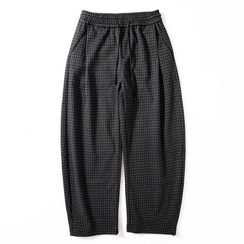 Men s Straight-Leg Casual Pants, Autumn and Winter Thick Heavy Woolen Retro Plaid Pants, Relaxed and Loose Wide-Leg Long Pants Wool plaid 2XL