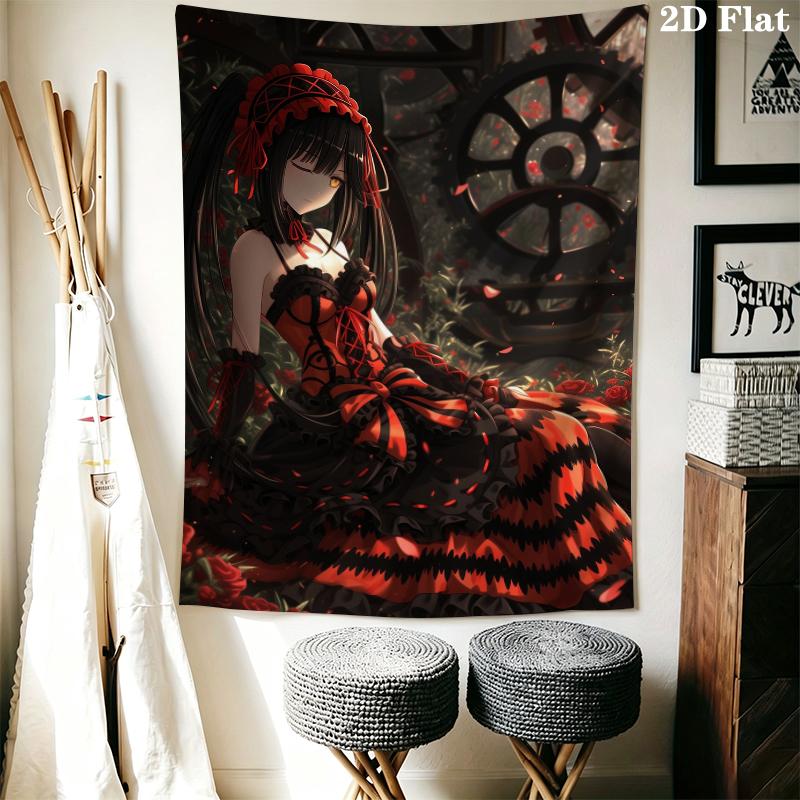 Kurumi Tokisaki Wall Tapestry Aesthetic Wall Hanging Printed Fabric Blanket Decorative Tapestries for Bedroom Living Room Home Decor