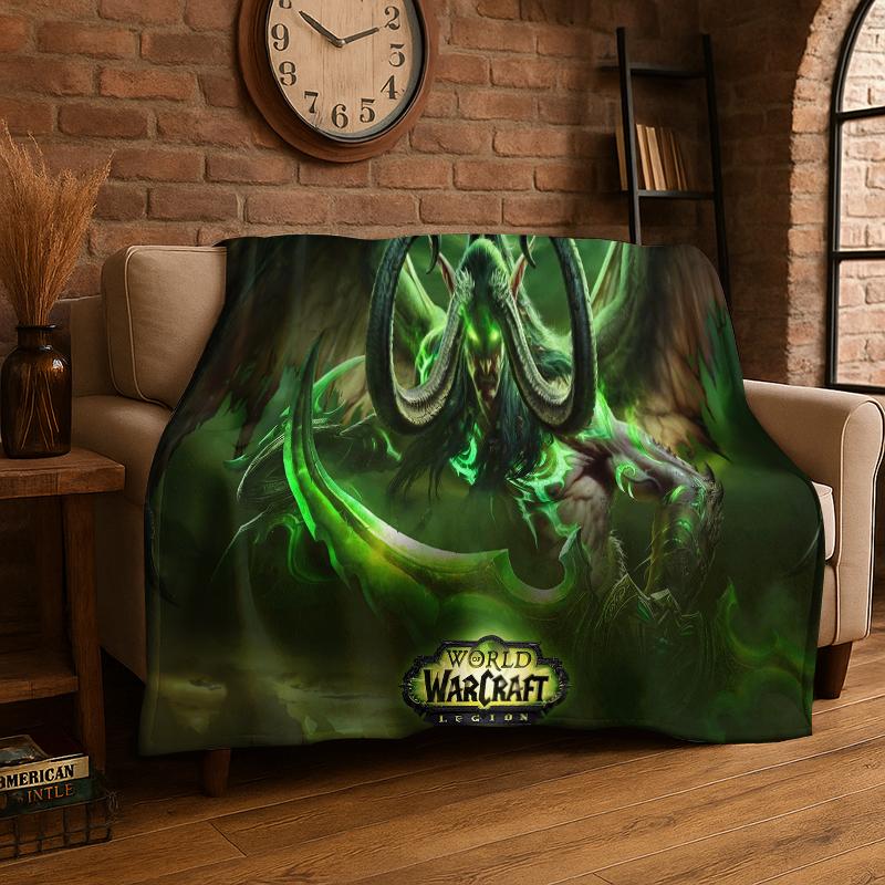 Demon Hunter Arthas World of Warcraft WOW Game Flannel Blanket Soft Warm Throw Blanket for Bedroom Living Room Bed Travel picnic 75x90cm