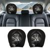 2 pieces of realistic car headrest covers with cute cats showing their faces, washable and stretchable, car interior decoration