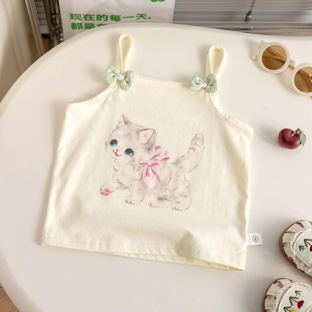 Girls Summer Princess Splice Lace Camisole Cartoon Embroidery Sleeveless Vest Top