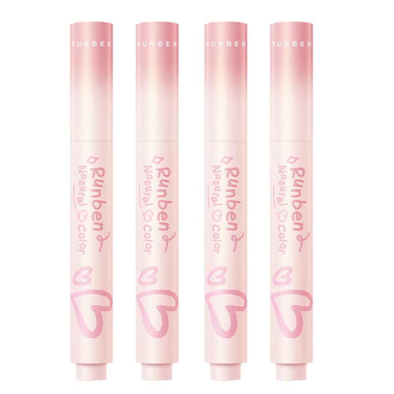 RUNBEN Natural Fruit-Extract Tinted Lip Balm (Pink Guava, 4-Pack)