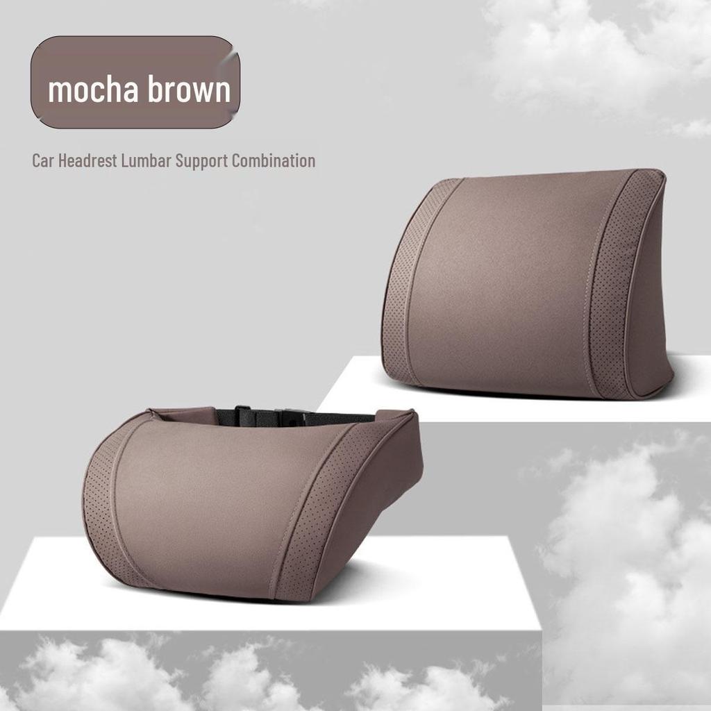 Luxury Leather Velvet Car Neck Pillow & Lumbar Support - Ideal for Drivers