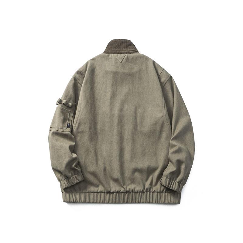 Herren Vintage Workwear Jacke Stehkragen Locker Übergröße Jacke