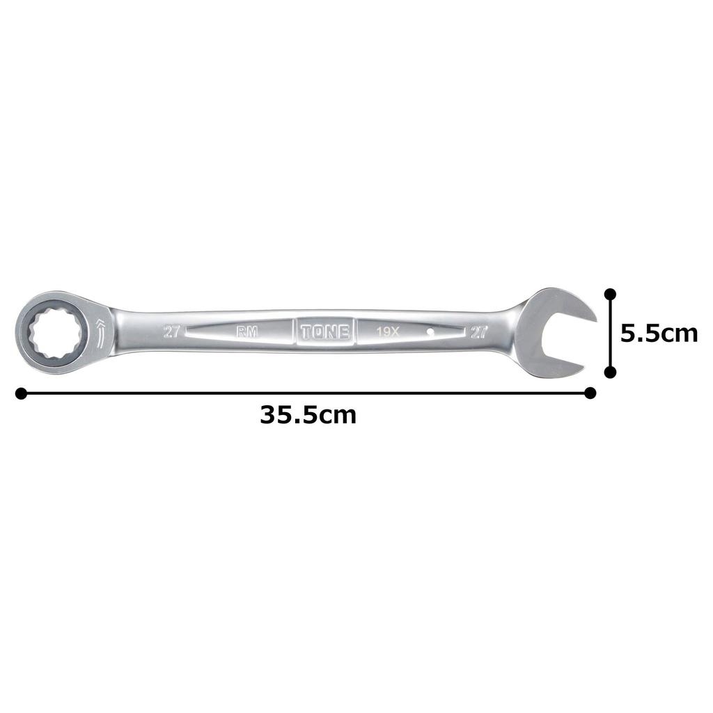 TONE Ratchet Combination Wrench 27mm Jaw Opening HPRM-27,