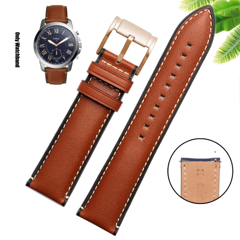 Genuine Leather 22mm Watch Strap for FOSSIL FS4835/FS5237/ME3052/FTW1114 Cowhide 20mm Watch Band Replace Waterproof Bracelet Men