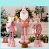 Adorable Pink Stretchable Plush Figurines Featuring Santa Snowman And Reindeer For Christmas Decorations