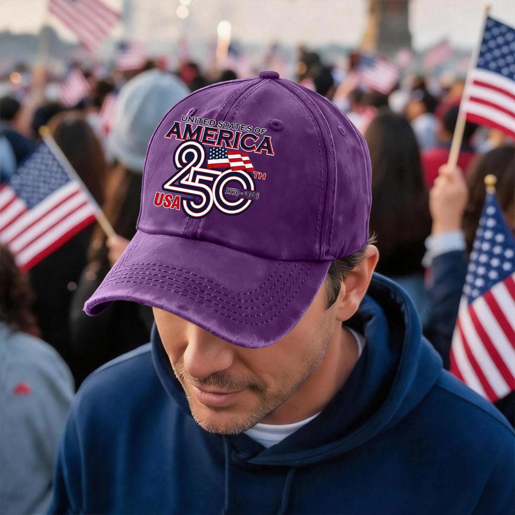 Men's and Women's Matching American 0th Anniversary Anniversary Embroidered Vintage Washed Baseball Cap