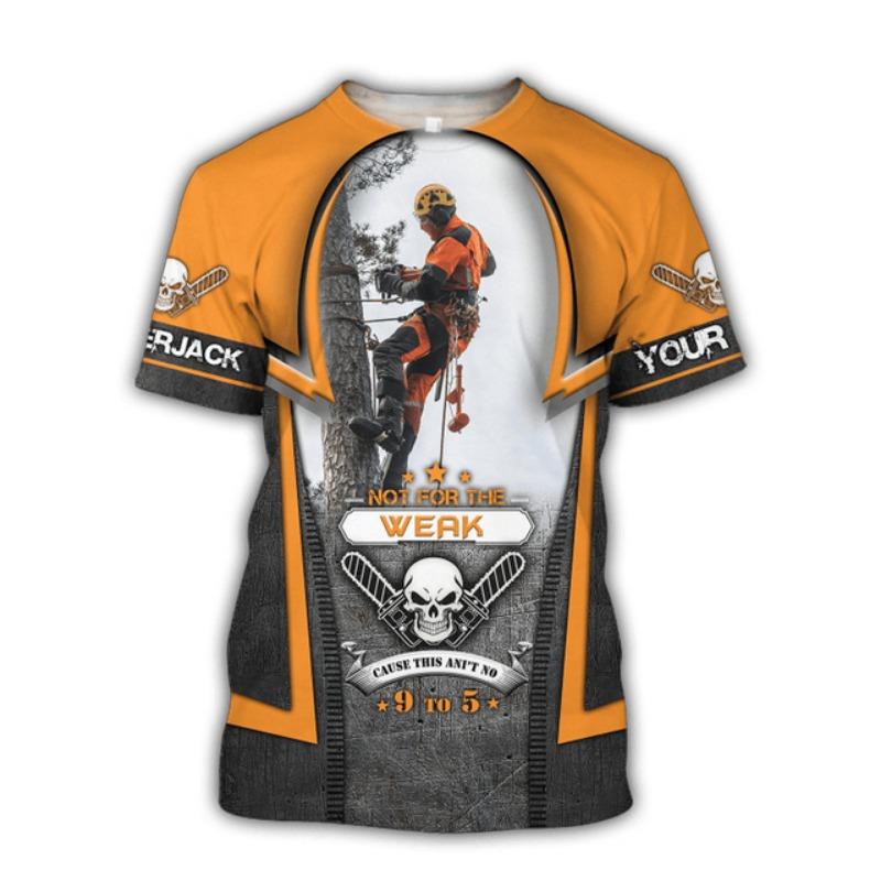 Lumberjack Summer Pánské rychleschnoucí tričko s 3D potiskem, venkovní volný střih, módní, osobnost, velká velikost, krátký rukáv, kvalitní tričko