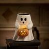 Ghost Bucket Candy Holder Lighted Halloween Treat Bucket Ghost Holding Light-up Pumpkin Lantern Bucket for Party Favors Trick or Treat