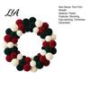 Seasonal Decorative Craft Wreath Christmas Pom for Front Door, Red Green White Velvet Elegant Atmosphere Prop Flocking Hanging Holiday Party,