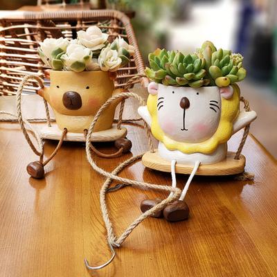 Ghiveci Balansoar Animal Agățat de Perete Ghiveci de Flori Desen Animat Capibara Leu Ghiveci pentru Plante Suculente Cactus Mici Decor Interior Exterior
