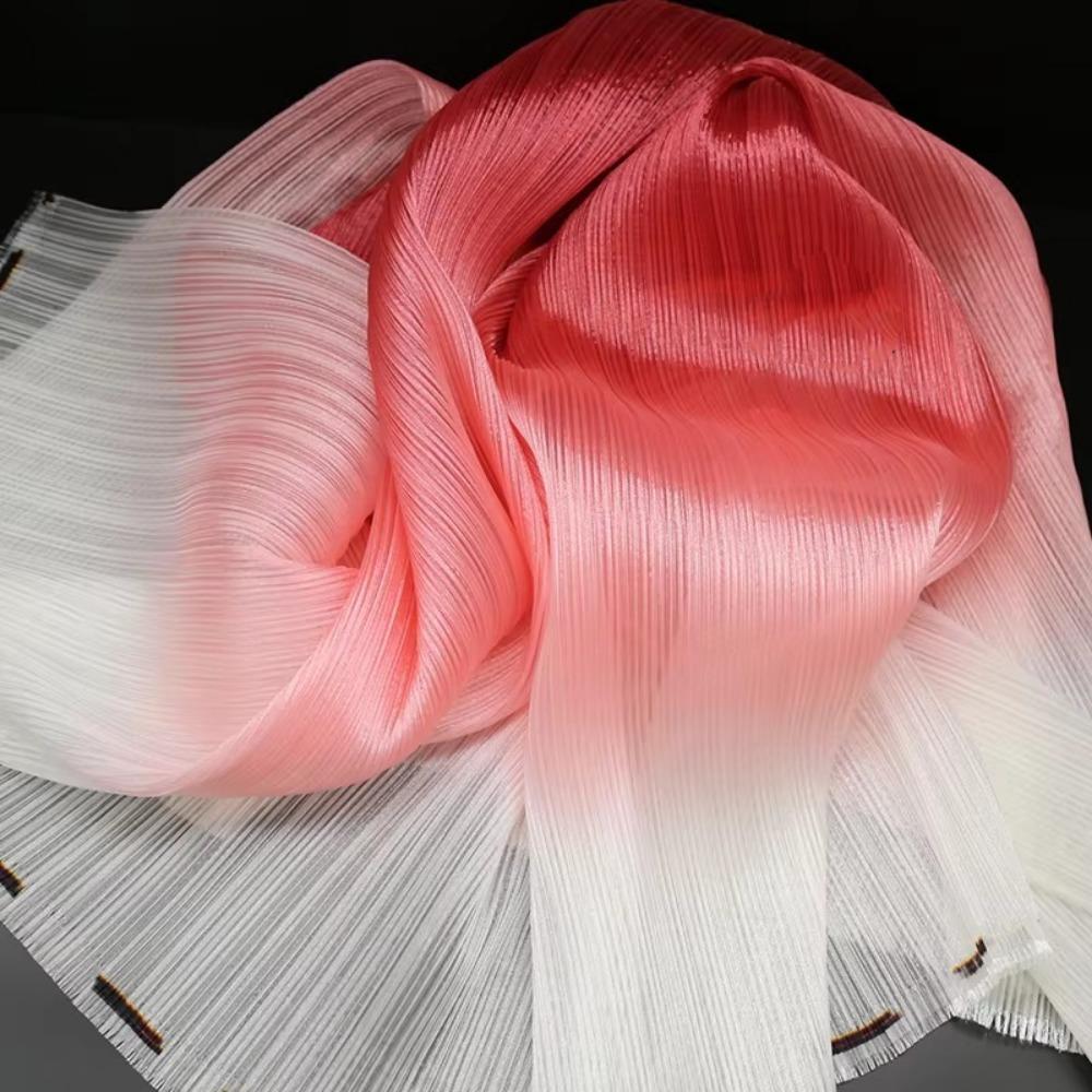 2025 Gradient Color Pleated Texture Fabric Bright DIY Organza Mesh Fabric Handmade Designer Fabric Wedding Background