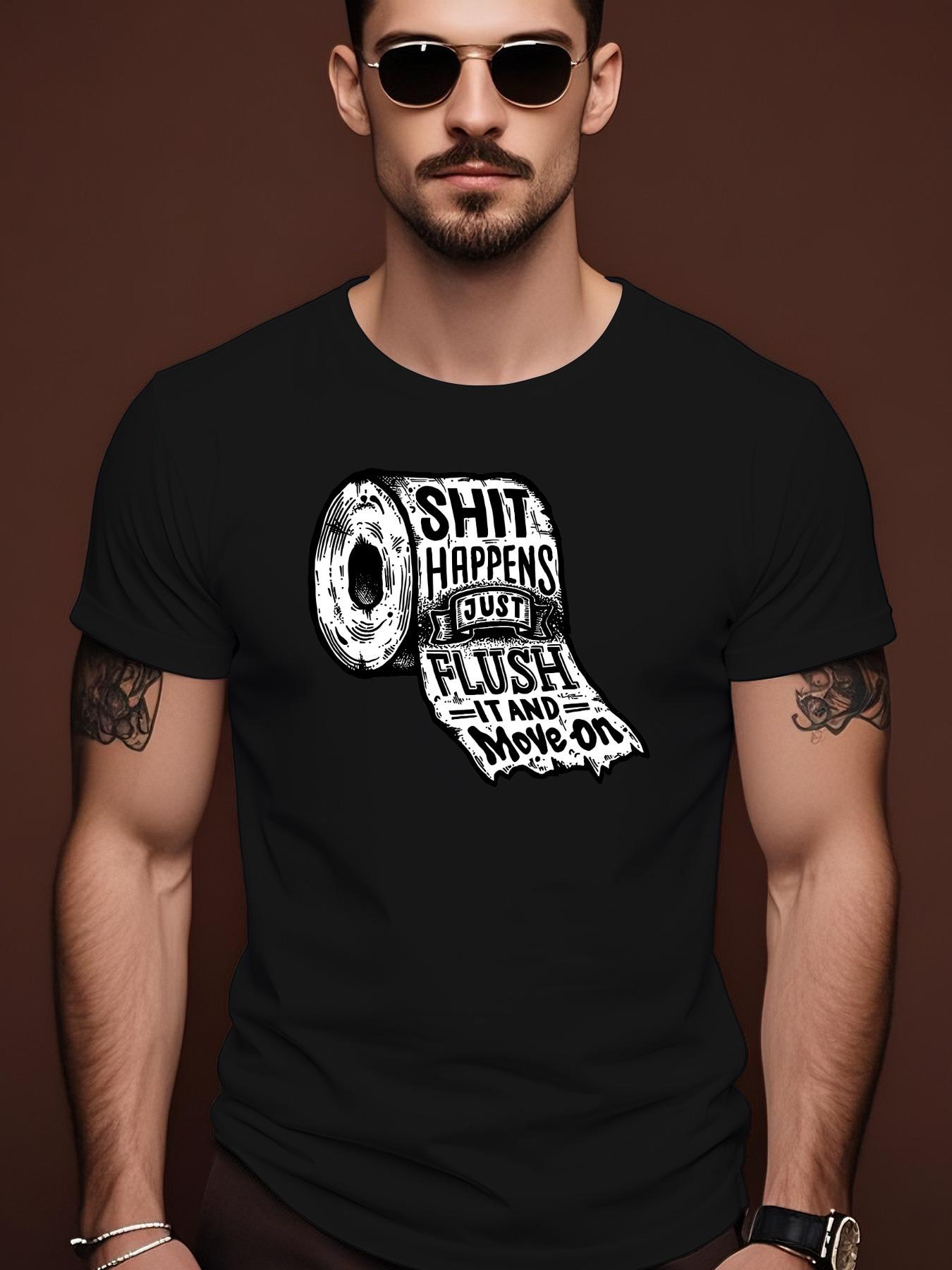 Vintage Graffiti Tshirt - SHIT HAPPENS Graphic Tee - Dark... XXXXL
