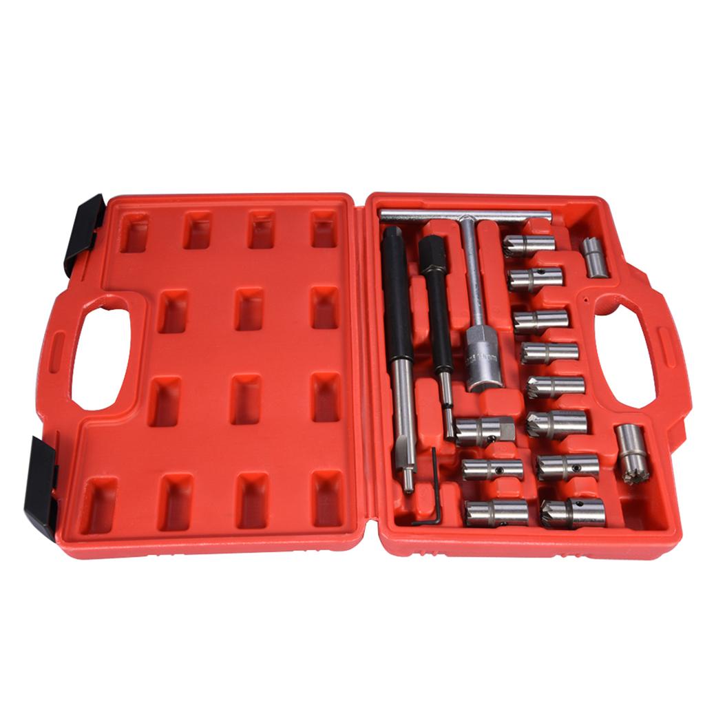 17-teiliges Diesel-Injektor-Sitz-Ausstecher-Set, Reiniger, Kohlenstoff-Entferner, universelles Auto-Garage-Tool-Kit