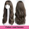 Long  Curly Synthetic Wig with Center Bangs Dark Brown Natural Curly Hair Wig Female Cosplay Wig Heat-resistant Fiber Wig