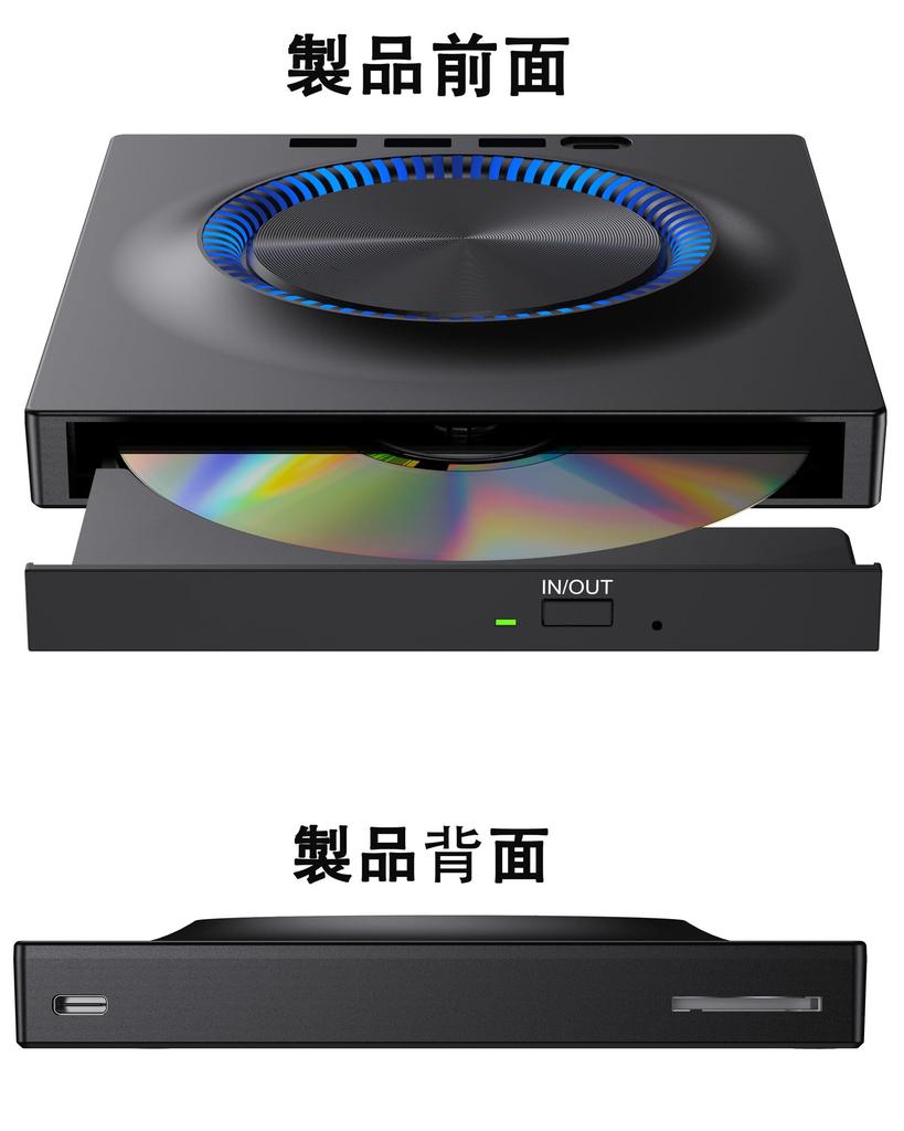 CYMUM Externes DVD USB Dual 6 In 1 Tragbares Laufwerk Slim Typ Player Slim Liest TF-Karten und SD-Karten Laufwerk, 3.0 & Typ-C Anschluss, Multifunktion