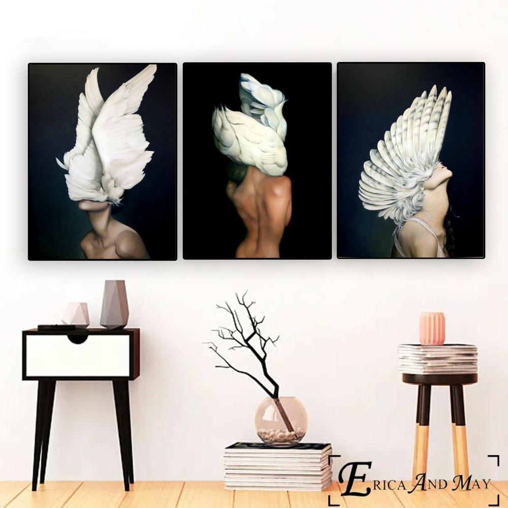 Wings Women Surreal Artwork Posters and Prints Wall Art Decorative Picture Canvas Painting For Living Room Home Decor Unframed