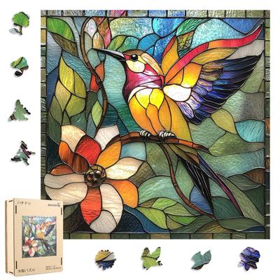 Jigsaw Puzzle, 200 Pieces, Wooden Puzzle, Hummingbird (28.45 X 28.45 Cm), 3mm Thick, Irregularly Shaped Pieces, Adult-Friendly, Durable, Laser Cut, Ho