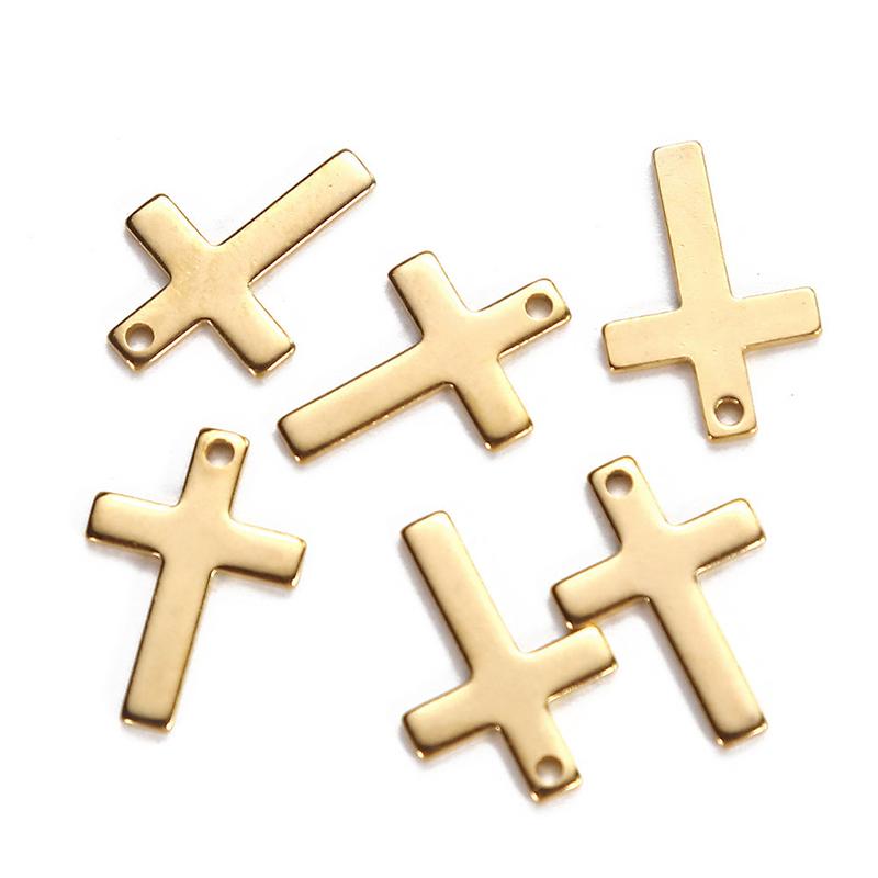 10Pcs/lot Stainless Steel Cross Charms Pendant Religious Jewelry Making DIY Charms Handmade Crafts