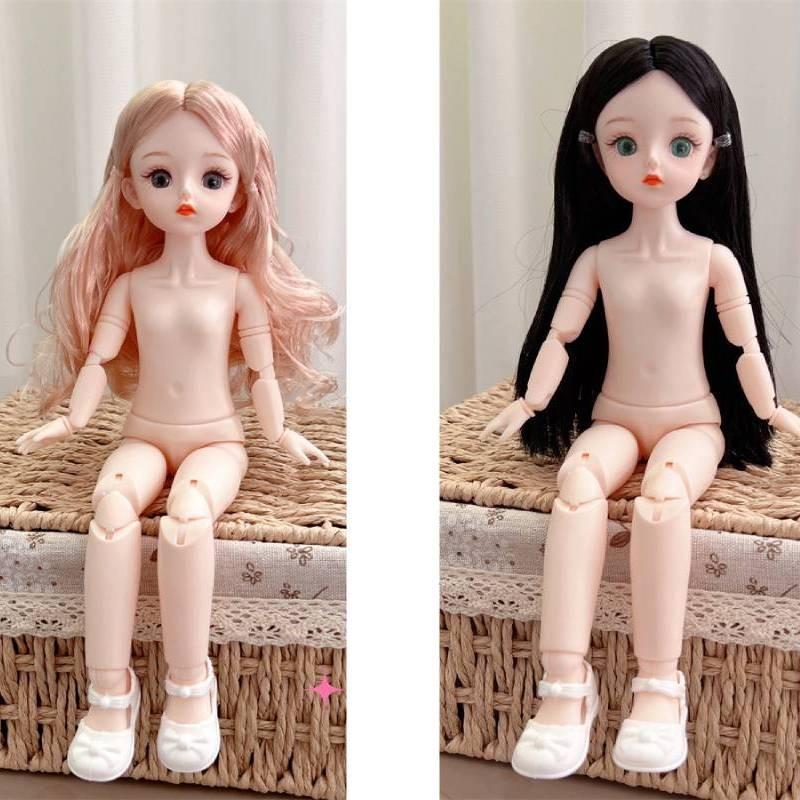 30cm Multi Contact Lenses Bjd Doll Toy Straight Curly Hair Articular Mobility