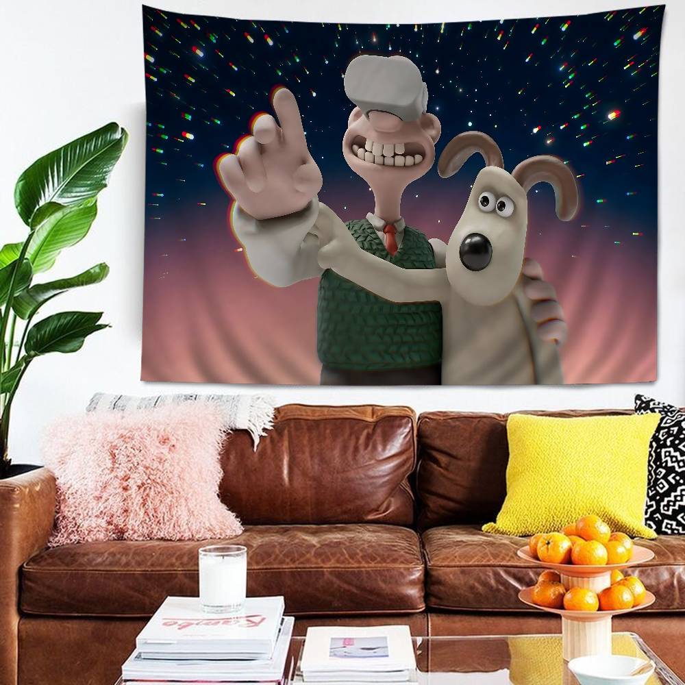 WWallace und GGromit Bedruckter Großer Wandteppich Kunst Science-Fiction Zimmer Heimdekoration Dekoration Decke