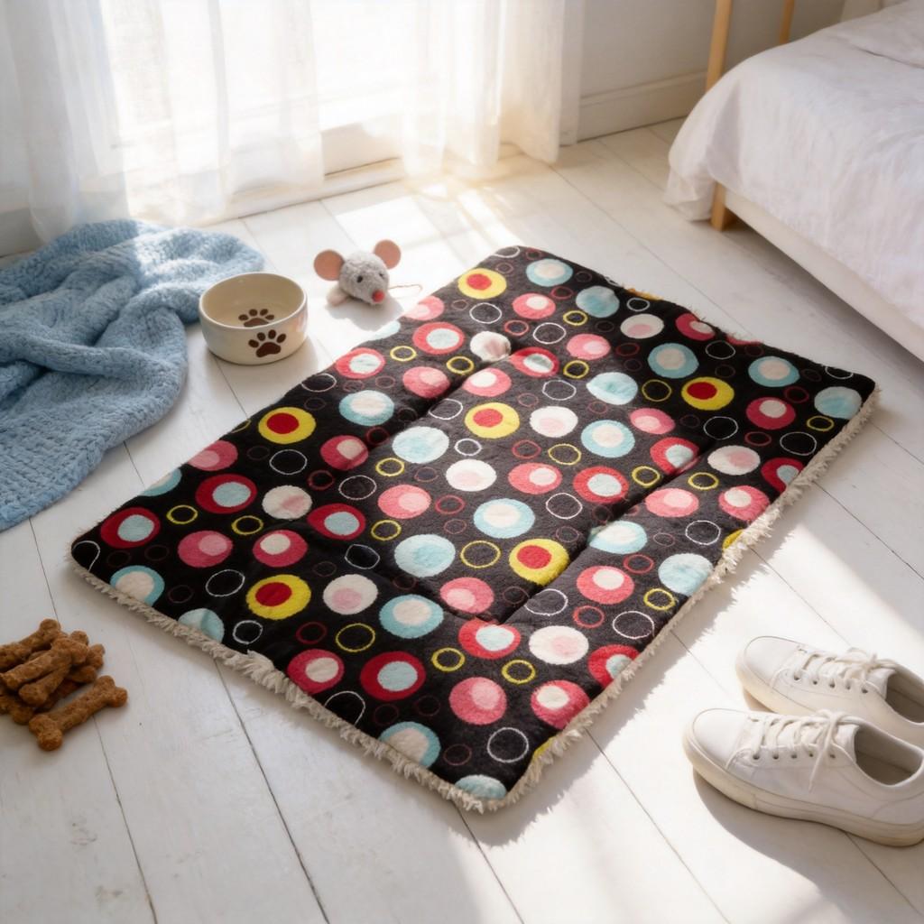 Dot Print Pet Cushion With Thick Fleece Inner Layer For Small Dogs Cats And Travel Use