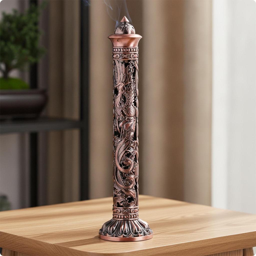 Vertical Scent Vessel Burner Decorative Alloy Classical Decor for Meditation,