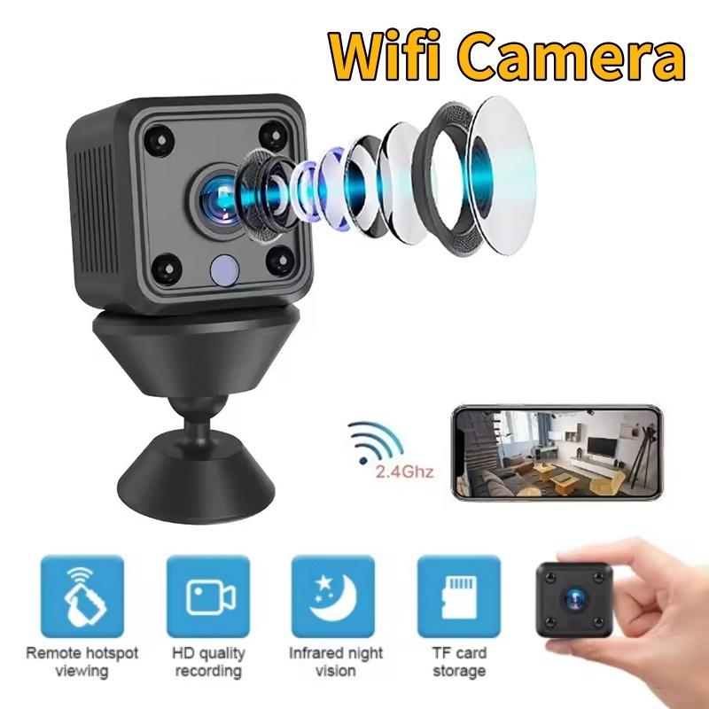Telecamera 1080P HD WiFi Monitor Remoto Batteria Integrata Visione Notturna Sicurezza Domestica Intelligente nero