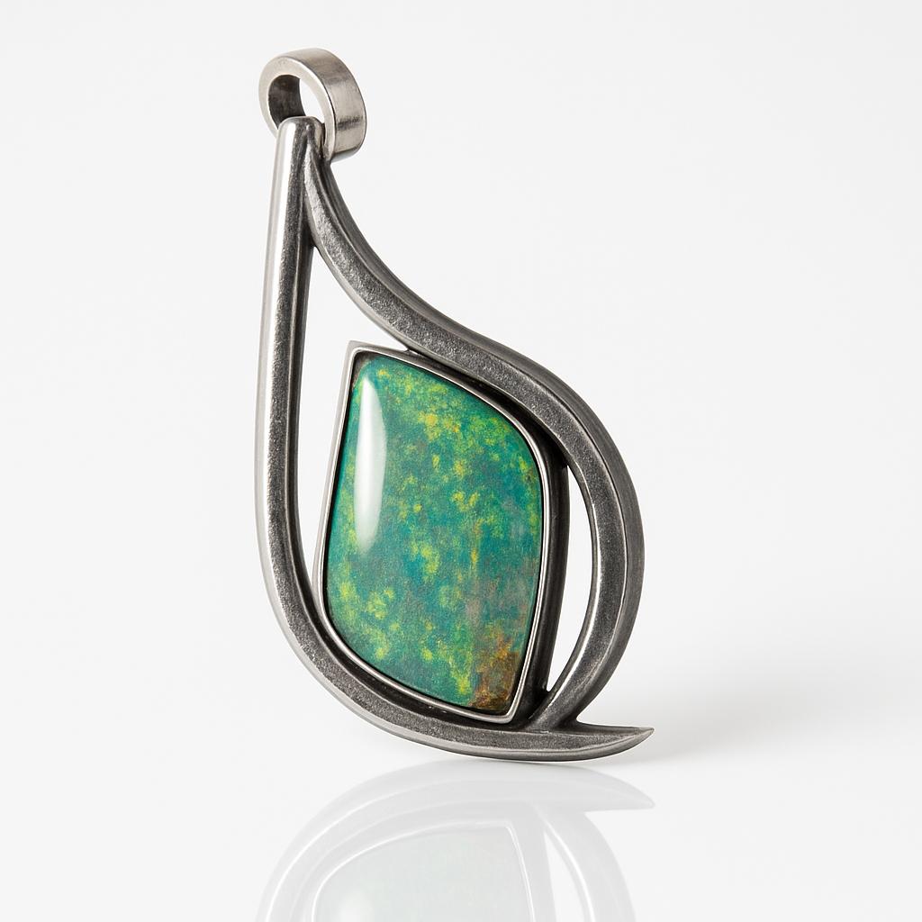 CERTIFIED Natural Australian Opal 39.75 Ct 925 Sterling Silver Fancy Pendant