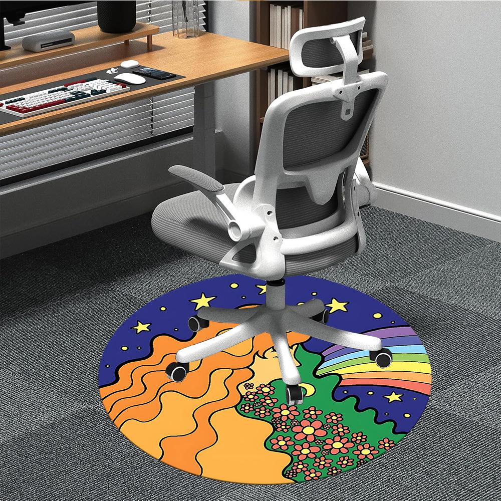 1pc Fantasy Universe Office Round Area Rug, Mat Suitable For Office, Under Office Chairs Bedroom Living Room Home Decor, Room Deco