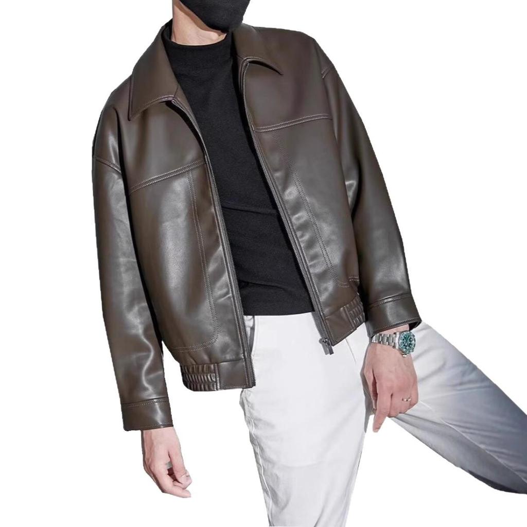 Giacca Casual alla Moda da Uomo in Ecopelle PU con Revers - Stile Primavera/Autunno