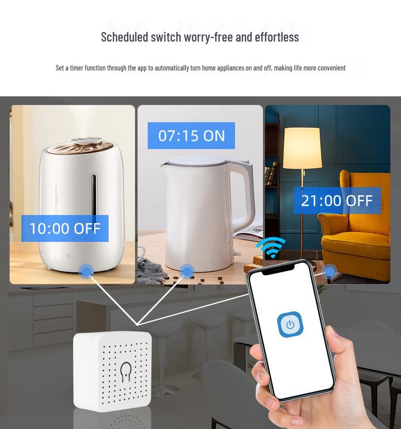 eWeLink Mini WiFi Smart Switch: Concealed On/Off, Alexa-Compatible, Mobile Timer with App Control