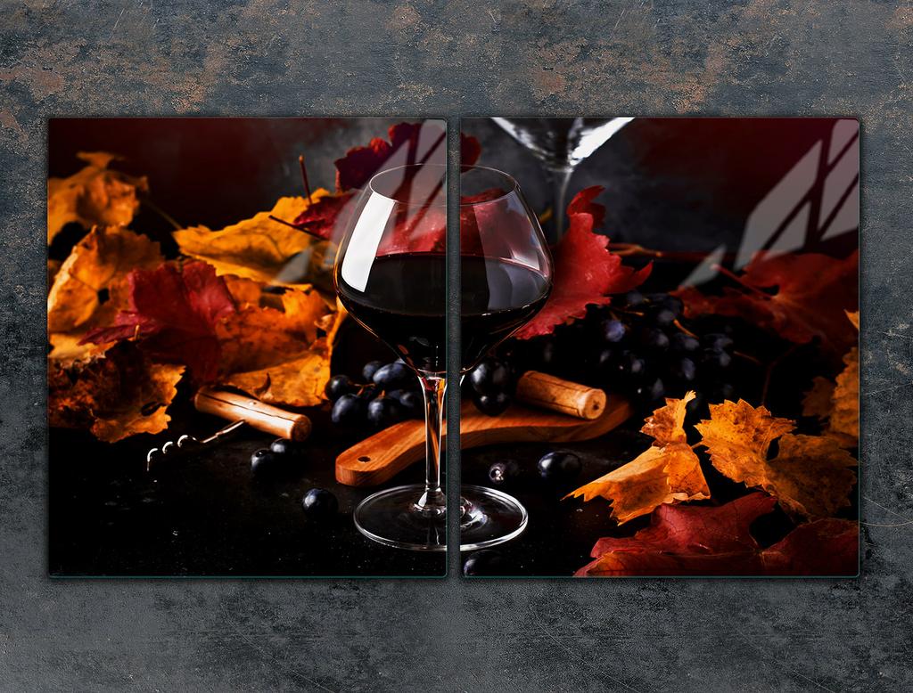 Glass protective plate for the stove 2x45x52 Wine