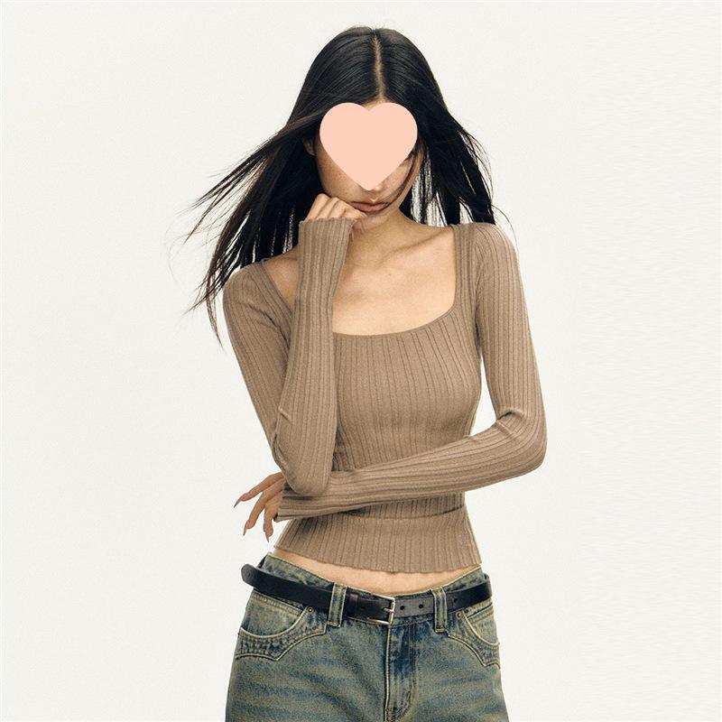 

Ariseism Women s Retro Three-Color Ribbed Long-Sleeve T-shirt (Autumn 2025) S легкие хаки