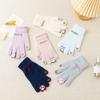 Women's Winter Gloves - Cute Fleece-Lined Warm Touchscreen Cycling Gloves with Five Fingers