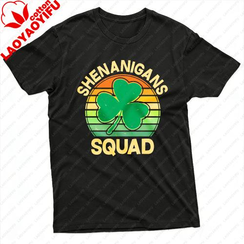 Shenanigans Squad Clover Design Summer Unisex Tshirt Casual Vintage Style St Patricks Day Party Wear Gift For Friends And Family