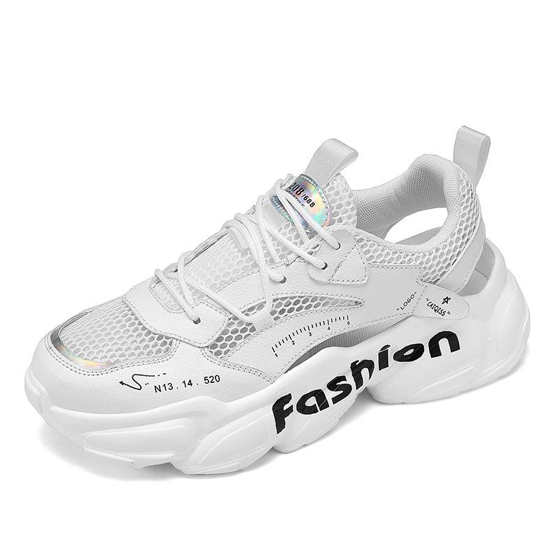 Letnie męskie buty oddychające cienkie ażurowe buty sportowe nowe outdoorowe codzienne platforma buty typu dad