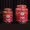 Boîte à thé émaillée couleur or Pot de stockage scellé doré Pot de stockage peint de fleurs de palais Maison Ornements de bureau Décoration d'intérieur